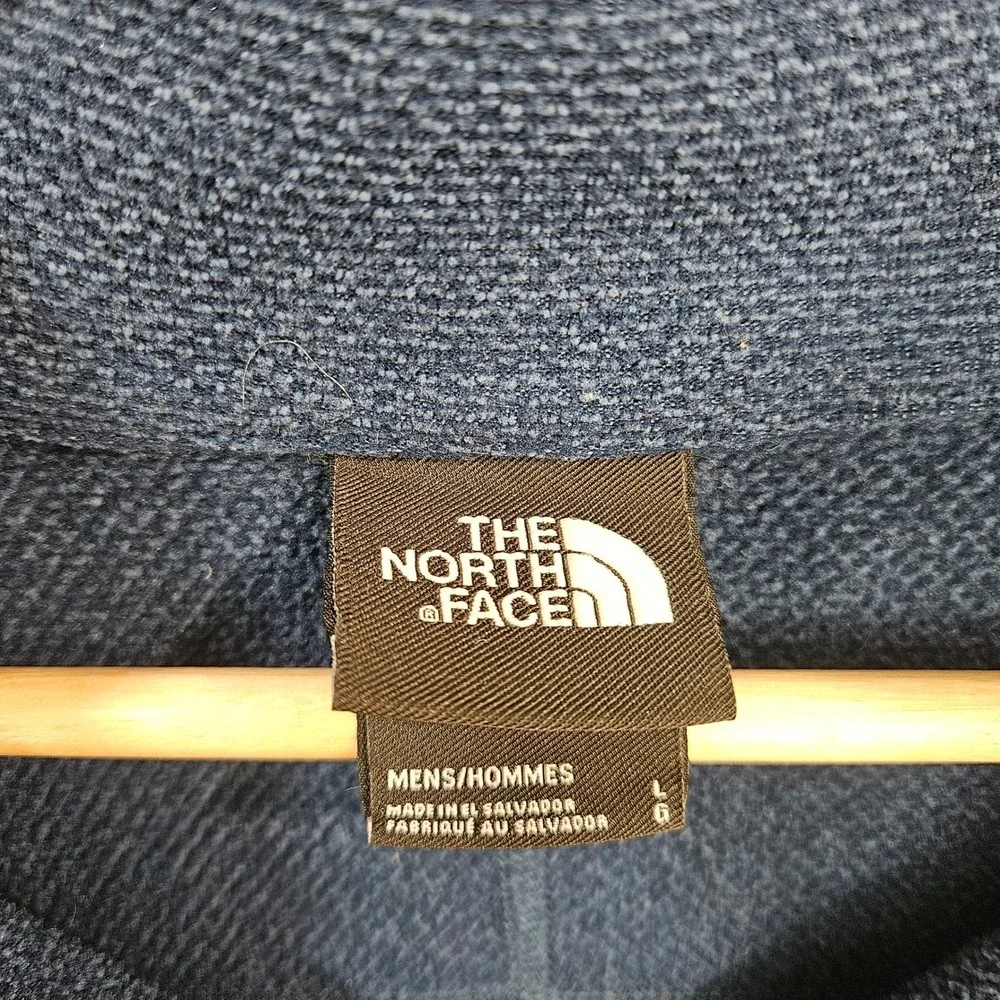 The North Face Mens 1/4 Zip L Blue Textured Knit Sweater Lightweight‎ Outdoor